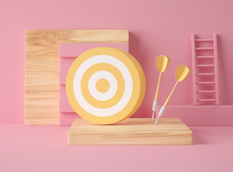 3D Illustration. Target and darts.